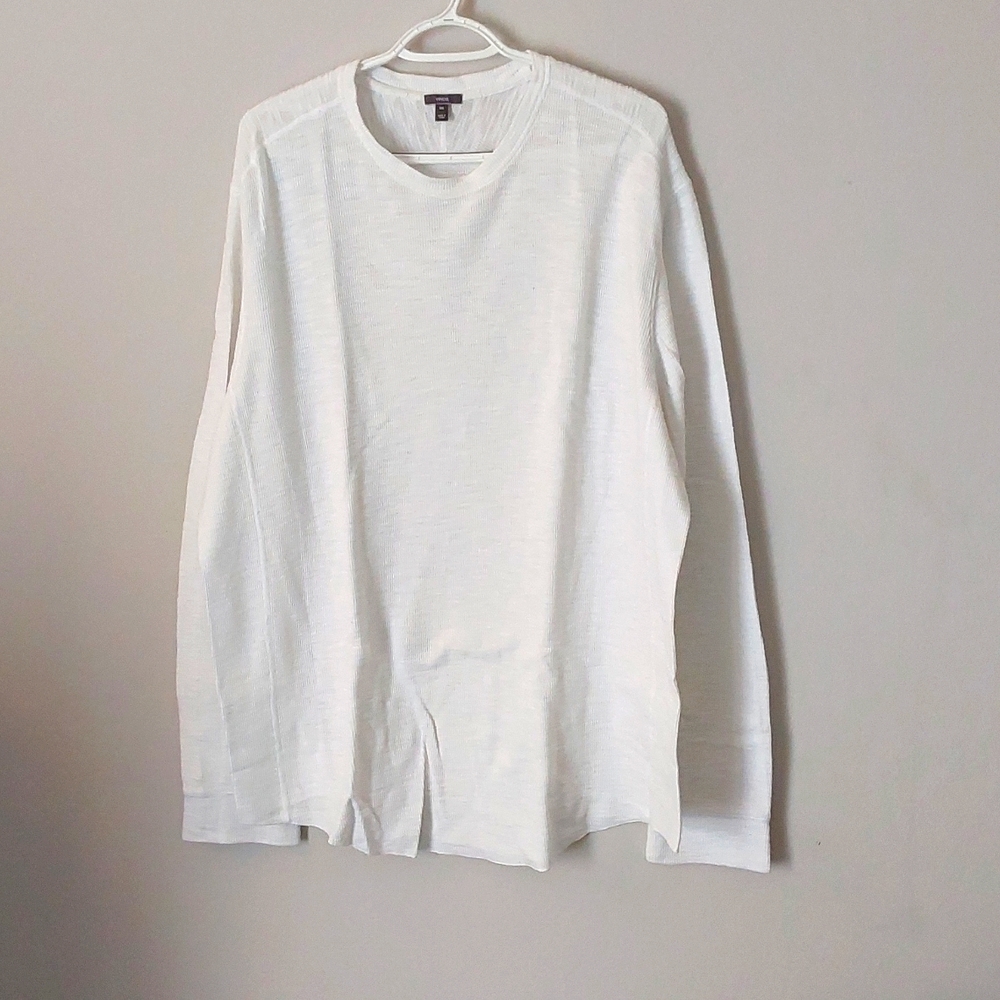 Vince Men's white long sleeve cotton sweater